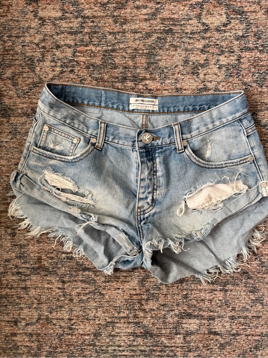 One Teaspoon Pants - One Teaspoon Bandits Distressed Denim Shorts Size 28 Cutoff Light Wash
